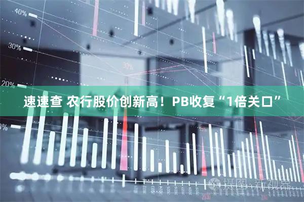 速速查 农行股价创新高！PB收复“1倍关口”